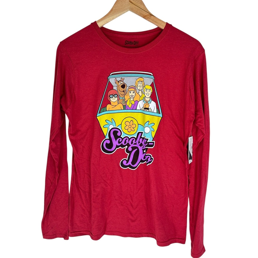 Scooby Doo Long Sleeve Shirt Red‎ Graphic Print Crew Neck Large Casual Iconic